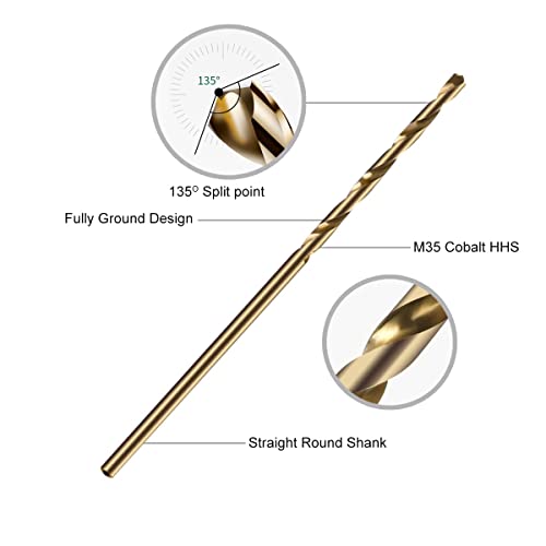 Newshark 1/16" Cobalt Drill Bits, 10 Pack Of M35 Hss Metal Drill Bit Set For Hard Metal, Stainless Steel, Cast Iron,Cobalt Drill Bits With Storage Case #TOP2