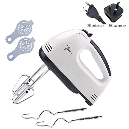 Sbattitore Manuale,Frullatore elettrico manuale a 7 velocità Frullino portatile per cucina Cottura della torta Mini frullino per crema di uova - 2 battitori,2 ganci per impastare,2 separatori di uova