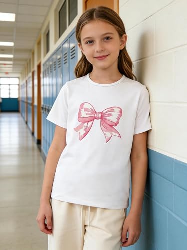 Image of Girls' Graphic Tees Summer Cute Tops Casual Short Sleeve Crew Neck T Shirts