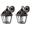 Gama Sonic Polaris Solar Wall Sconce Light, Outdoor Warm White LED Exterior Lamp, Black UV Protected Resin for Coastal Areas, for Walkways, Pathway, Columns, Sheds, Piers 177BP250010 2 Pack
