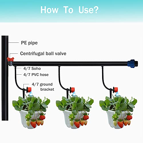QIUMING Plastique D'irrigation Support Réglable D'arrosage Système Support Irrigation Goutte à Goutte Ancre de Fixation Goutteur à Micro-débit Arroseur Tuyau D'arrosage Ancrage au Sol pour Tuyau 4/7