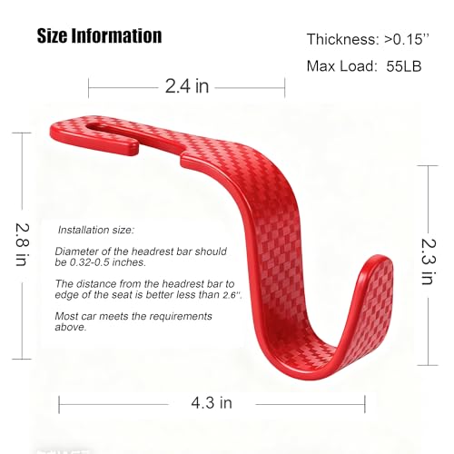 image for Amooca Car Seat Headrest Hook 4 Pack Hanger Universal Vehicle Car Stor