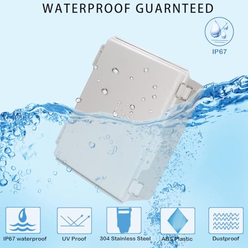 Zulkit Junction Box IP67 Waterproof Stainless Steel Latch for Project
| Zulkit Waterproof Electrical Box with Hinged Cover Grey 11"x7.5"x5.5"
| Zulkit Junction Box IP67 Waterproof with 2 Cable Gland for Wall Bracket