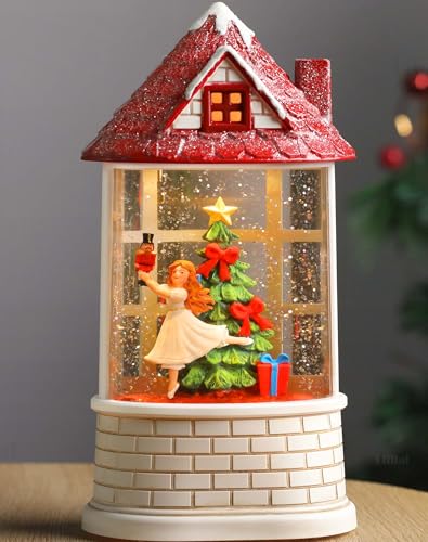 Christmas Snow Globe Ballerina Nutcracker Snow Globe Lantern with Music Glittering Lighted Christmas Tree and Clara Birthday Gift Table Indoor Decoration for Girls USB and Battery Operated 8.2