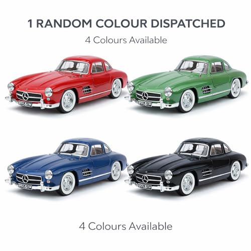 Image of Mercedes Benz 300 SL 1:24 Scale Die Cast Metal Car - Pull Back Classic Gullwing Coupe with Openable Doors & Hood, Lights & Sound, Collectible Showpiece for Kids 6+ & Car Enthusiasts