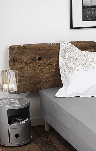 Home Linge Passion 100% Cotton Fitted Sheet, 57 Thread Count, Size 180 x 200 cm, Light Grey, 35 cm Deep, Tight Weave, Soft - Image 2