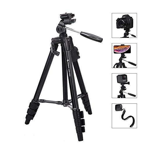 Fotopro Camera Tripod, 48" Phone Tripod with 3-Way Head, Lightweight Aluminum Tripod