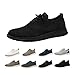 Men's Fashion Walking Sneakers Business Mesh Breathable Knit Lace-Up Loafers Lightweight Work Soft Sole Shoes Black