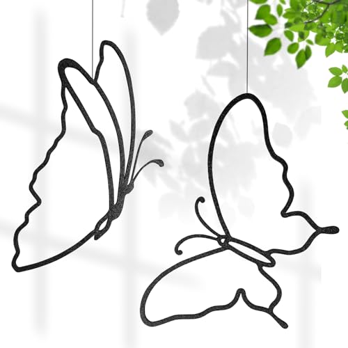 Lineart Schmetterling zum Aufhängen | Elegant Zeitloses Design fensterdeko hängend | Fensterdeko Hängend Modern | Ganzjährige Fensterdeko hängend | Fensterschmuck | Frühlingsdeko | Wanddeko | Fensterb