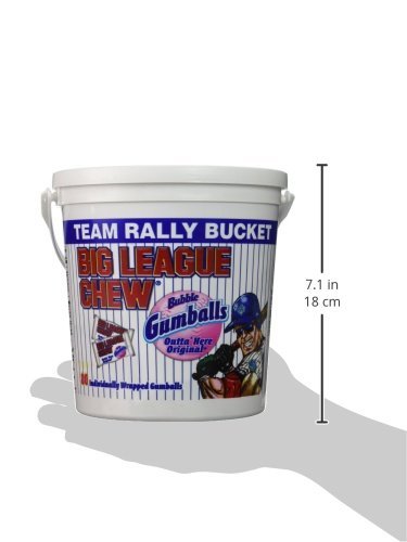 Original Bubble Gum Flavor + 80pcs Individually Wrapped Gumballs + Baseball Dugout Team Rally Bucket + Perfect for Games, Concession Stands,
