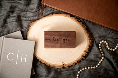 Muujee I Love You Quad Ring Box - Engraved Wooden Ring Case Box For Wedding Ceremony Ring Bearer Box - Anniversary Birthday Gift Ideas #TOP2