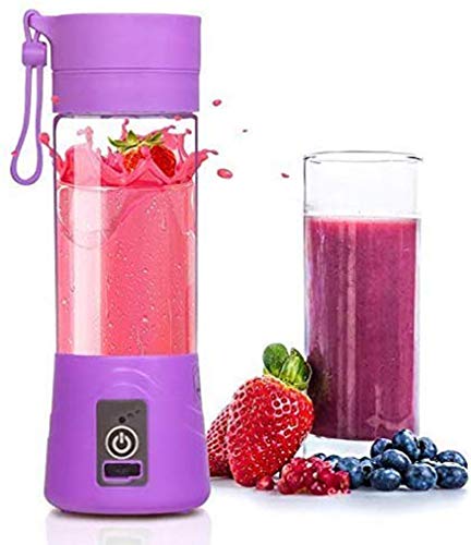 DARKZONE® 4 Blades Portable USB Electric Blender Juicer Cup Plastic Fruit Juicer Grinder Juice Blender Fruit Juicer Bottle (Sending Assorted Color)