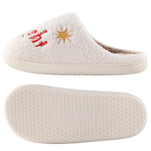 Image of Comfy House Slippers For Women Men, Ladies Fuzzy Bedroom Slippers,indoor Outdoor Memory Foam Shoes