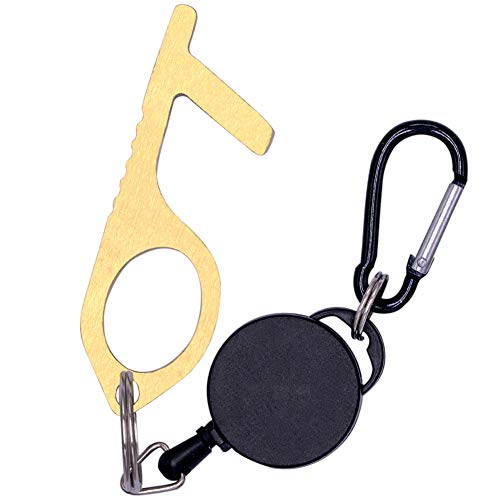 Mygreen Anti Touch Door Opener Tool, EDC Door Opener Hygiene Hands Free Keys Safety Touchless Handheld Keychains No-Touch Door Opener Button Pusher Tools for Home Outdoor Brass