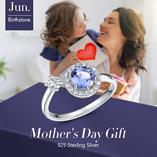 Forever Queen June Birthstone Rings For Women Girls 925 Sterling Silver Womens Month Ring Adjustable Ring Anniversary Birthday Jewelry Gift Jewelry For Wife Mom Daughter #TOP1