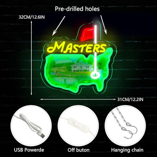Image of Pugna Golf Merch Neon Signs for Wall Decor Golf Neon Lights for Bedroom Led Signs Suitable for Dormitory Man Cave Christmas