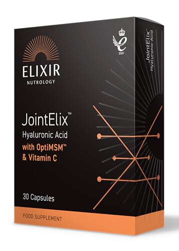 ELIXIR NUTROLOGY JointElix™ 30 Capsules – Hyaluronic Acid, Vitamin C & OptiMSM™ for Joint Health, Supports Collagen Formation of Cartilage. Made in The UK