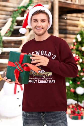 Arvilhill Men Christmas Pullover Ugly Jumper Vacation Xmas Naughty Idea Raglan Vintage Adult Burgundy Griswold Tree XXL4