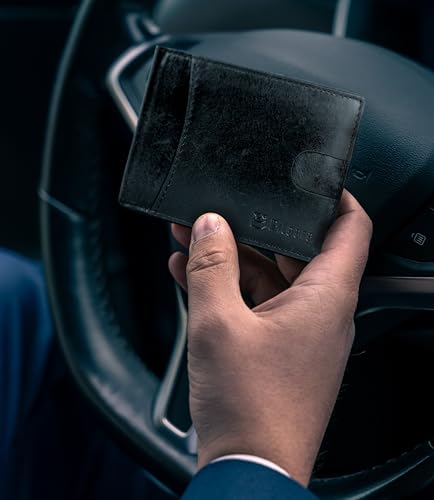 Pitaara Genuine Leather Slim Hand Crafted Minimalist Front Pocket Bifold Wallet with RFID Blocking and Money Clip For Men3