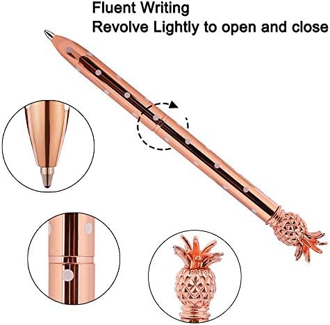 Pineapple Pens 4 Pieces Metal Ballpoint Pens Rose Gold Pens for School Office Supplies 1.0 mm, Black Ink