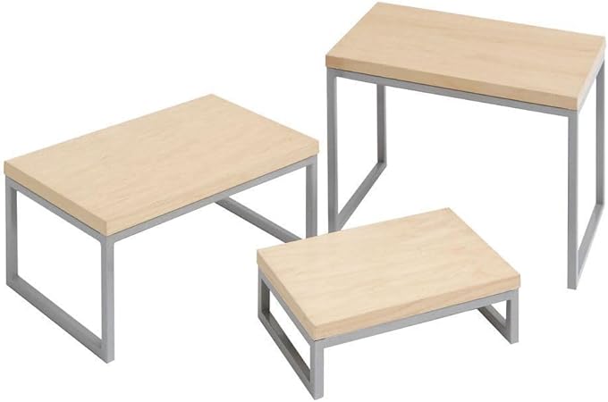 Amazon.com: Retail Resource Metal Riser Displays Wooden Top Set of 3 ...