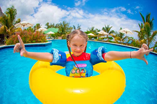 Qshare Kids Swim Jacket Vest for Children, Swim Aid Floats for Swimming Pool, Learn to Swim for 25lbs to 55lbs Toddlers (Bus)