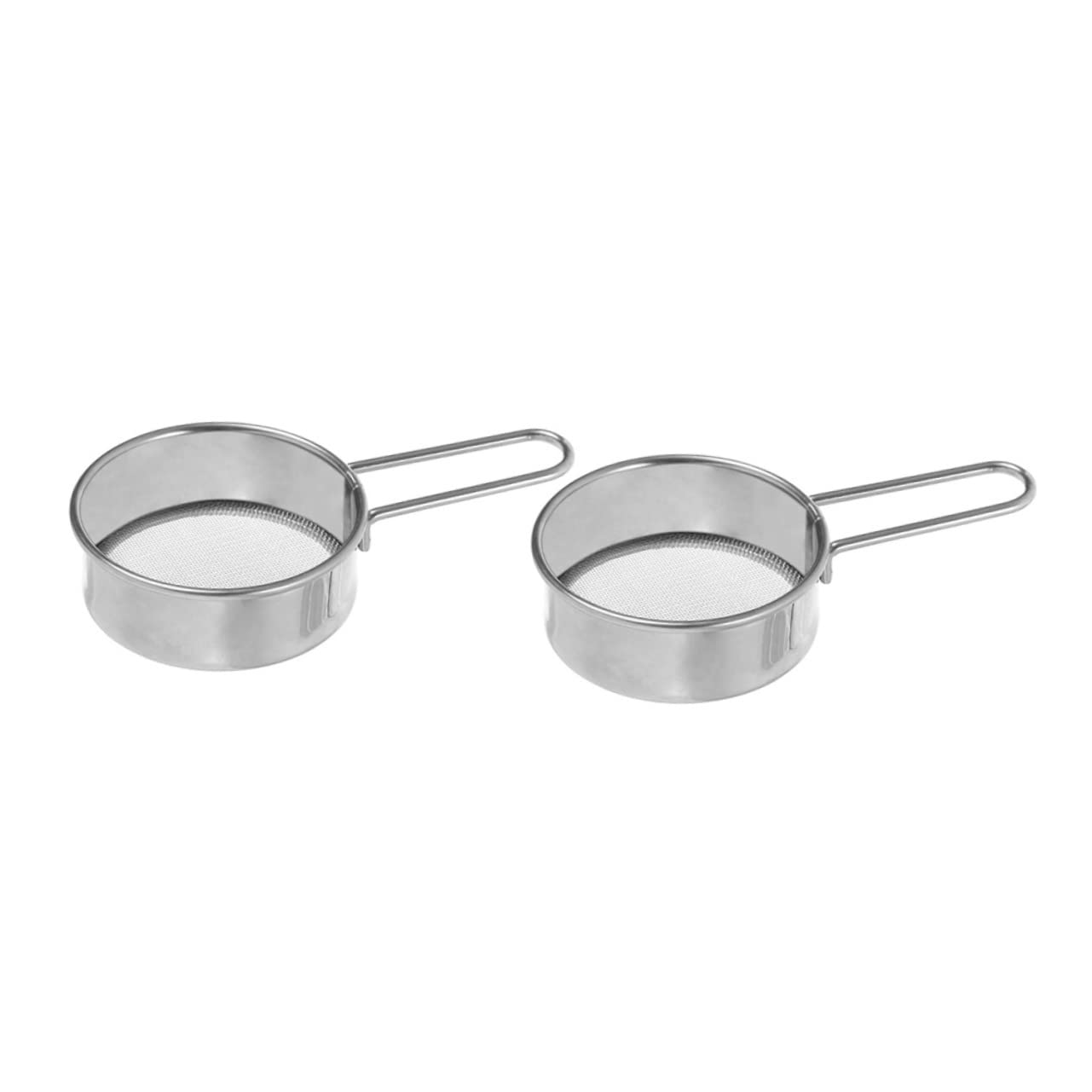SHOWERORO 2pcs Stainless Steel Screen Sugar Shaker Duster Round Powder Sieve Sugar Duster Baking Round Powder Sifter Flour Dusting Wand Kitchen Sifter Metal Flour Sifter Round Sieve Mesh