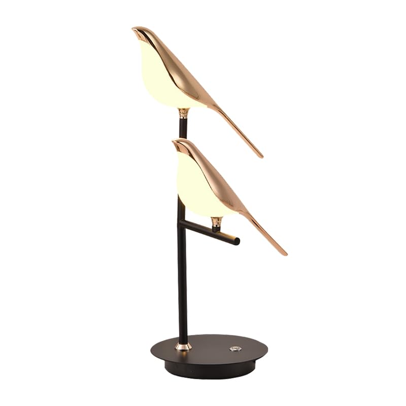 DJAMEL Bird Table Desk Lamp Bedside Night Light Modern Gold Bird Shap with Acrylic Lampshade with Adjustable Angle Bedside Table Lamps for Living Room