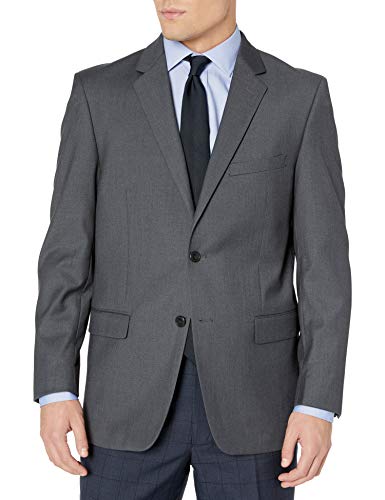 Adolfo Men's Gray Modern Fit Micro Tech Suit Jacket, Charcoal, 46 Short