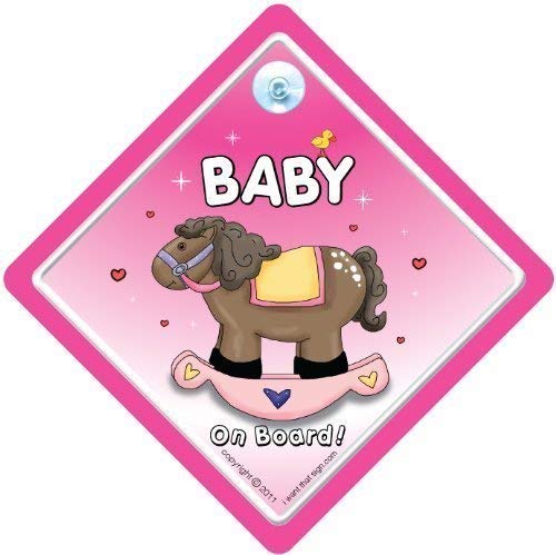 Bebé cartel con ventosa para coche, diseño con texto en inglés de peluche de coche, rosa de caballo y oso, caballo balancín, en inglés, diseño con texto en inglés de bebé, diseño con texto en inglés de bebé para coche, diseño con texto en inglés de bebé coche, Carcasa de vinilo, de vinilo