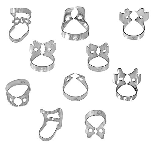 MEDSPO Professional Dental Rubber Dam Clamps | Endodontic Hygenic Brinker Universal Retractors| Tissue Gingival Lower Molars | Restorative Instruments Tools CE (Set of 10 Clamps)