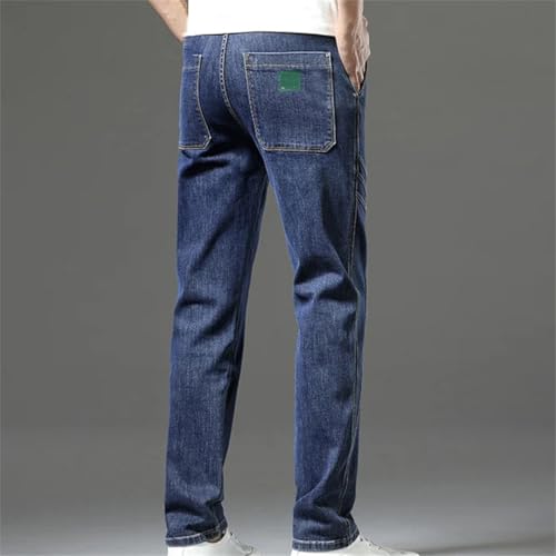 Men's High Waist Printed Jeans Loose Fit Straight Leg Stretch Denim Trousers Plus Size Casual Style3