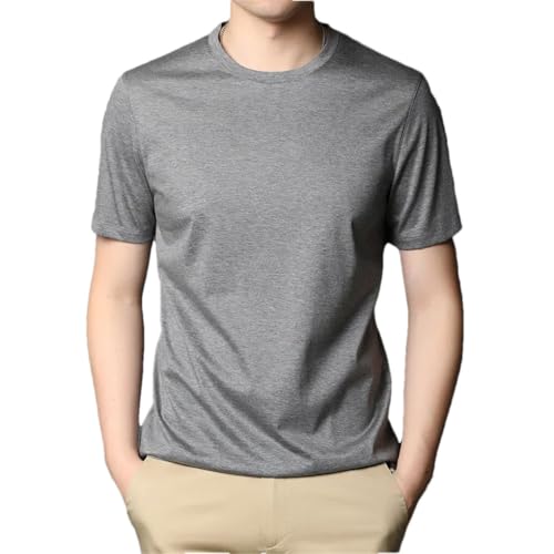 T-shirt en soie de mûrier homme contre chaleur col rond élégant