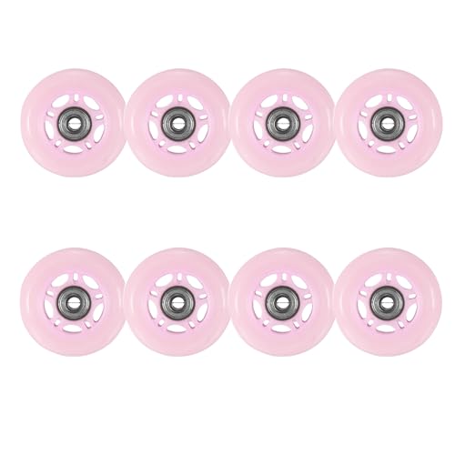 JCXYL EV 8 Pack 70mm Inline Skate Wheels with Bearings, 82A Roller Skate Wheel Replacement Accessories Light Pink for Single Row Skate Caster Board Indoor or Outdoor
