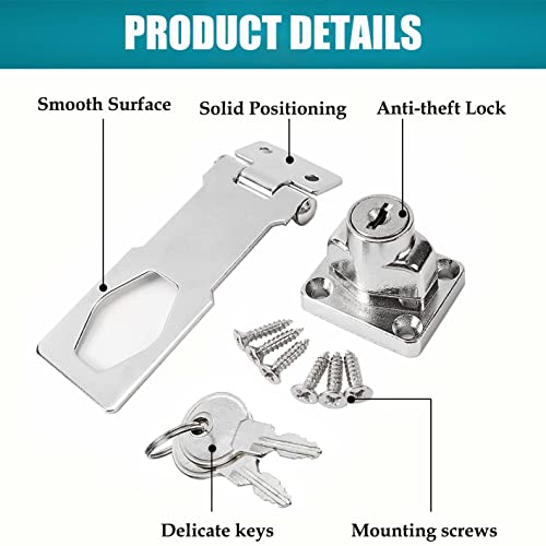 Litensh 3 Inch Hasp Lock Padlock Gate Latch Door Bolt Lock With