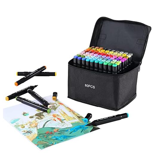 SOSINYA Rotuladores de graffiti permanentes con 80 colores y dos puntas, juego de rotuladores para niños, adultos, artistas, pintura, colorear, bocetos, multicolor