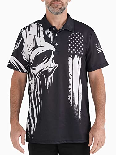 Hivichi Skull Golf Shirts For Men Skull Shirts For Men Crazy Golf Shirts For Men Golf Polos For Men Print Funny Polo Shirt #TOP2