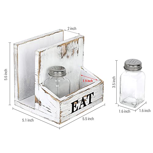 MyGift-Whitewashed-Wood-Napkin-Holder-and-Salt-Pepper-Bottle-Shaker-Set-Condiment-Caddy-with-Bold-Black-Printed-EAT-Design MyGift Whitewashed Wood Napkin Holder and Salt Pepper Bottle Shaker Set Condiment Caddy with Bold Black Printed EAT Design