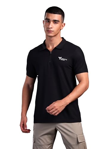 Image of TECHNOSPORT Men's Solid Polo T-Shirt MATPIQ Quick Dry Slim Fit Sports Tee for Gym Casual Smart Wear UPF50+ Anti Odour