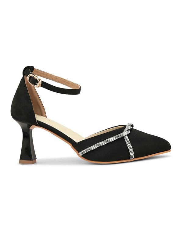 Image of XE Looks Women's Fashion Sandals | Faux Leather Attractive and Trendy Block Heel | or Wedding Occasion Heel Height 3inch| For Women & Girls