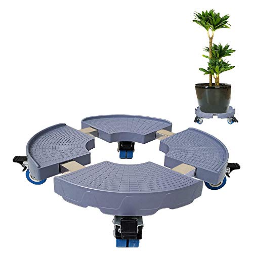 CASIMR Plant Caddy with Wheels, Heavy Duty 440lbs Capacity Rolling Stand, 15-19 Inch Adjustable Indoor Outdoor Dolly, Round Roller Base Flower Pot Rack Holder Trolley Casters Tray
