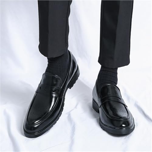 Men's Loafers Pointed Toe PU Leather Flat Heel Comfortable Anti-Slip Business Oxfords4