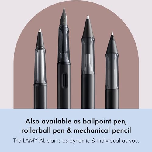 lamy al-star black - fountain pen with ergonomic grip amp black steel nib in size ef - lightweight aluminum body - including lamy t 10 blue cartridge - right-handed