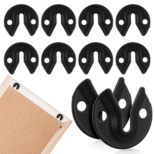 Image of TEHAUX 20pcs Keyhole Hangers, Black Iron Mirror Picture Frame Hangers, Keyhole Hanging Plates Metal Fasteners for Fasteners Rivet Fittings
