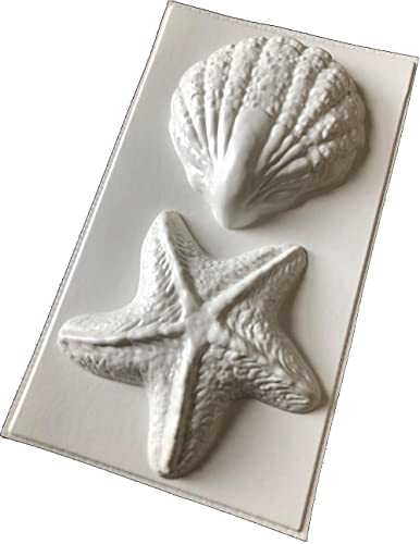 dennycraftmoulds Shell Starfish Concrete Moulds Plaster Casting Molds, white