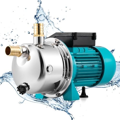 Poafamx 電動井戸ポンプ 750W 最大給水深8-9ｍ 3200L/H 最大揚高35M 自動給水 排水ポンプ 散水ポンプ ステンレススチール 池の排水 庭/芝生の水やり 農業灌漑 (750, ワット)