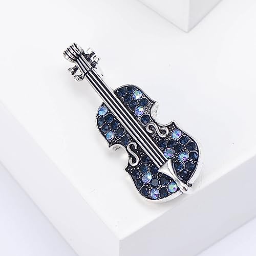 Image of Vintage Violin Rhinestone Brooch Pin for Women Girls Colorful Crystal Musician Instrument Cello Fiddle Pins Clip Lapel Sweater Dress Suit Coat Badges Backpacks Brooches Pins Dainty Jewelry Gifts Clothes Accessories