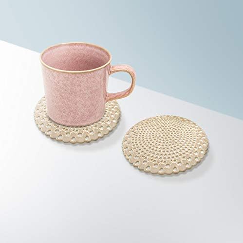 ASFINS Set of 6 Coasters, Hollowed-Out Round Coasters Non-Slip Drinks Coasters Novelty Cup Coaster, for Home and Kitchen Resistant Use, Hollowed-Out, Metallic Round (Gold, Style L, 10cm)