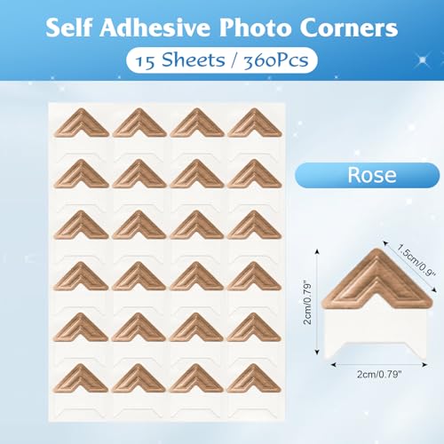 image for GOONAVI 15 Sheets 360 Pcs Acid-Free Photo Corners, Self-Adhesive Mount