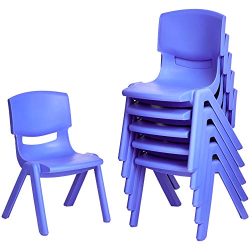 Amazon Basics 10 Inch School Classroom Stack Resin Chair, Blue, 6-Pack